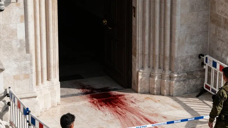 Illustration for: 40 injured as gunmen open fire at Jordan church funeral, killing nine