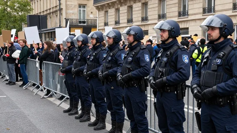 Illustration for: France deploys 70,000 officers as protests turn violent for second week