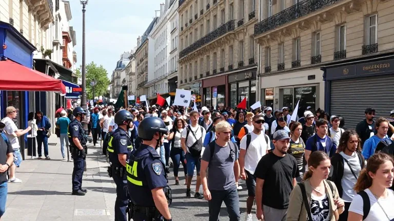 Illustration for: France Deploys 70,000 Officers for Protests
