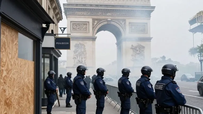 Illustration for: France Orders 70,000 Police for Saturday Protests After Weekend of Looting
