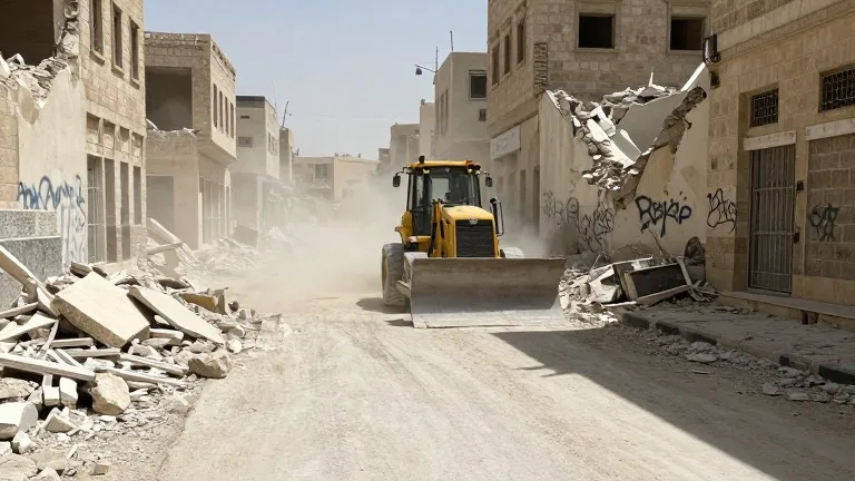 Illustration for: Hebron Residents Face Mass Displacement as Bulldozers Level Streets Ahead of Vote