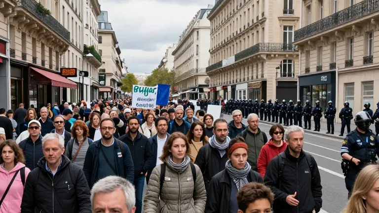 Illustration for: Macron Faces 400,000 Marchers in France as Youth Protests Expand